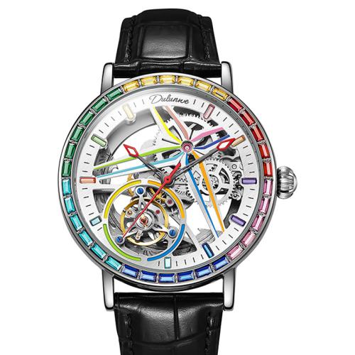 lega in zinco braccialetto orologio, with Pelle & vetro & silicone & 304 acciaio inox, Cerchio, Resistente all'acqua di vita & Stem-Winder & stili diversi per la scelta & per l'uomo & luminoso & con strass, Venduto da PC