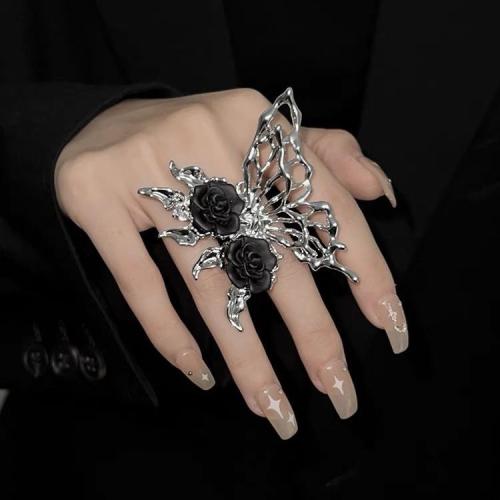 Zinc Alloy Finger Ring Butterfly fashion jewelry & for woman silver color Sold By PC