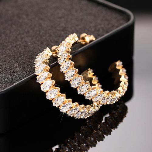 Cubic Zirconia Micro Pave Brass Earring fashion jewelry & micro pave cubic zirconia & for woman Sold By Pair