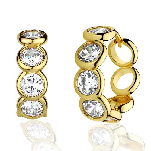 Cubic Zirconia Micro Pave Brass Earring fashion jewelry & micro pave cubic zirconia & for woman Sold By Pair