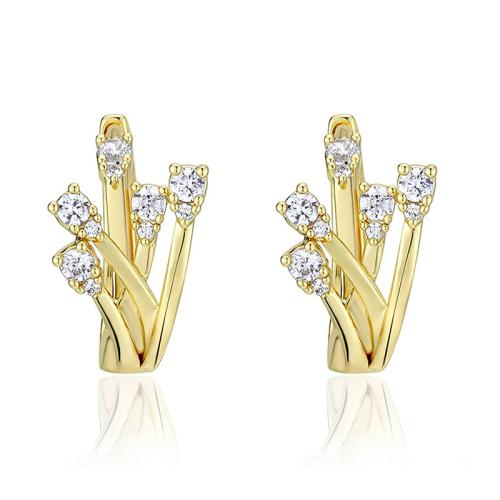 Cubic Zirconia Micro Pave Brass Earring fashion jewelry & micro pave cubic zirconia & for woman Sold By Pair