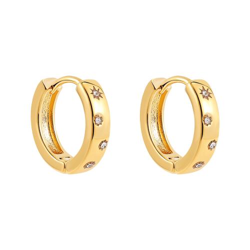 Rostfritt stål spaken bakåt Earring, 304 rostfritt stål, med Cubic Zirconia, 18K guldpläterad, mode smycken & för kvinna, gyllene, 13x14mm, Säljs av Par