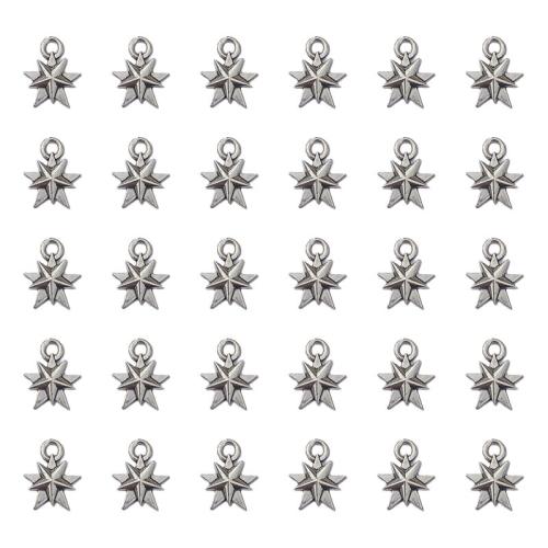 Sinkkiseos Star riipus, Tähti, antiikki hopea päällystetty, tee-se-itse, nikkeli, lyijy ja kadmium vapaa, 10x12mm, N. 100PC/laukku, Myymät laukku