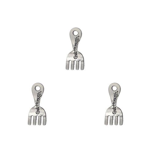 Zinc Alloy Pendants Fork antique silver color plated DIY nickel lead & cadmium free Approx Sold By Bag