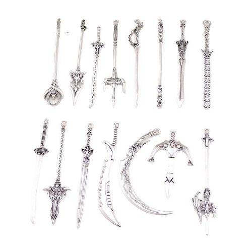 Zinc Alloy Pendler, Sword, antik sølv farve forgyldt, du kan DIY & forskellig størrelse for valg, flere farver til valg, nikkel, bly & cadmium fri, Ca. 100pc'er/Bag, Solgt af Bag