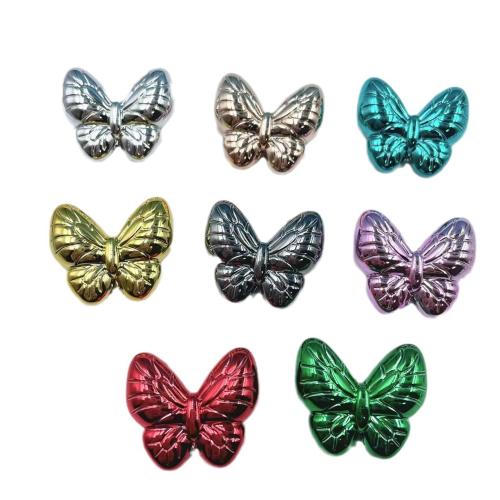 Belagte akryl perler, Butterfly, UV plating, du kan DIY, flere farver til valg, 26x22mm, Hole:Ca. 2mm, Ca. 100pc'er/Bag, Solgt af Bag