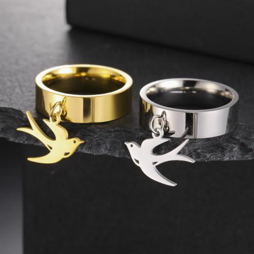 Titanium Čelik Finger Ring, lastavica, pozlaćen, različite veličine za izbor & za žene, više boja za izbor, Prodano By PC