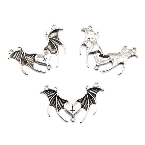 Animal Zinc Alloy Connector Bat antique silver color plated DIY & 2/1 loop nickel lead & cadmium free Sold By Bag