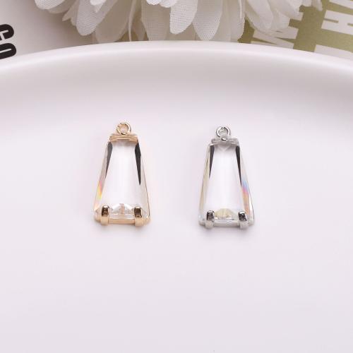 Brass Jewelry Pendants with Crystal Trapezium plated DIY nickel lead & cadmium free Sold By PC