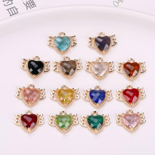 Brass Jewelry Pendants with Crystal Heart gold color plated DIY nickel lead & cadmium free Sold By PC