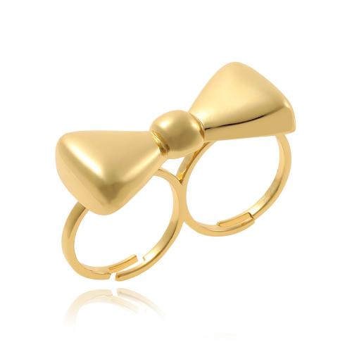 Brass Double Chain Link Finger Ring plated fashion jewelry nickel lead & cadmium free Sold By PC