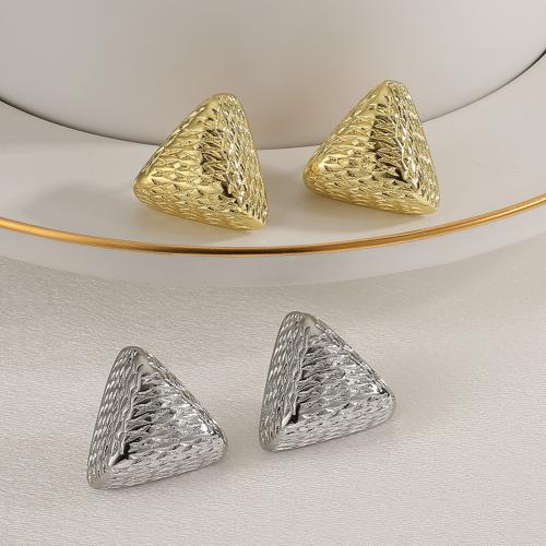 Brass Stud Earring Triangle plated fashion jewelry nickel lead & cadmium free Sold By Pair