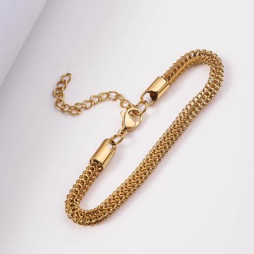 Pulseira  de jóias de aço inox, Aço inoxidável 304, with 5cm extender chain, cromado de cor dourada, joias de moda, dourado, 5mm, comprimento 18 cm, vendido por PC