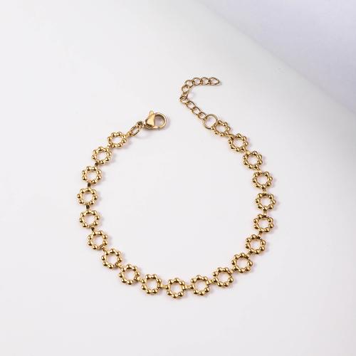 Stainless Steel Jewelry Bracelet 304 Stainless Steel with 5cm extender chain gold color plated fashion jewelry golden 7mm Length 18 cm Sold By PC