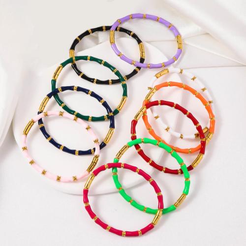 Rozsdamentes acél bangle, 304 rozsdamentes acél, galvanizált, divat ékszerek & epoxy matrica, több színt a választás, Által értékesített PC