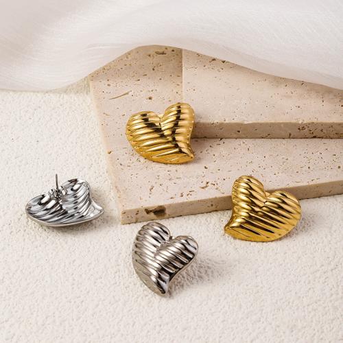 Stainless Steel Stud Earrings 304 Stainless Steel Heart plated fashion jewelry Sold By Pair