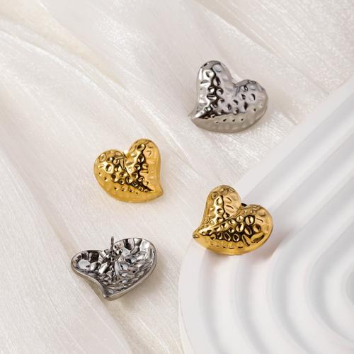 Stainless Steel Stud Earrings 304 Stainless Steel Heart plated fashion jewelry Sold By Pair