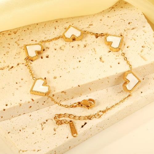 Stainless Steel Jewelry Bracelet 304 Stainless Steel with Shell gold color plated fashion jewelry & for woman Sold By PC