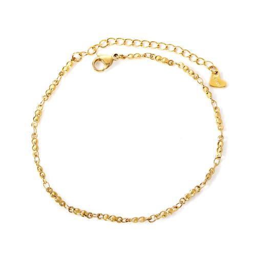 Anklet de acero inoxidable, acero inoxidable 304, con 6cm extender cadena, Joyería & para mujer, dorado, longitud 21 cm, Vendido por UD