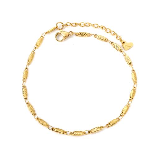 Anklet de acero inoxidable, acero inoxidable 304, con 5cm extender cadena, Joyería & para mujer, dorado, longitud 23 cm, Vendido por UD