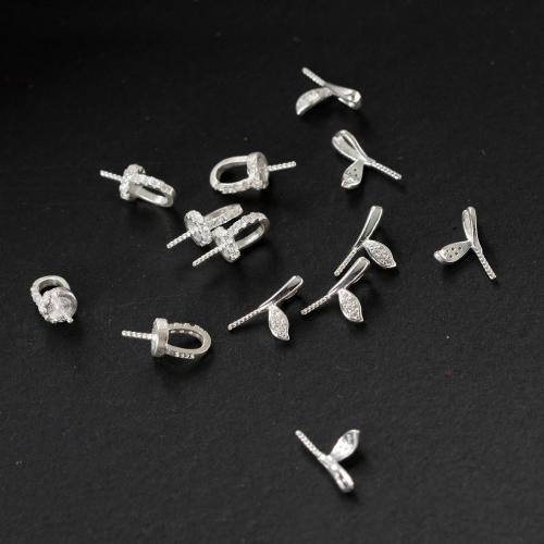 925 Sterlingsilber Stiftöse, 925 Sterling Silber, DIY & verschiedene Stile für Wahl & Micro pave Zirkonia, Silberfarbe, verkauft von PC