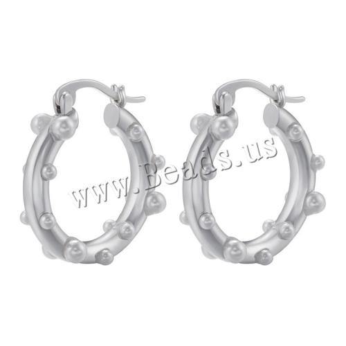 Rustfrit stål Lever Tilbage Earring, 304 rustfrit stål, med Plastic Pearl, forgyldt, forskellige stilarter for valg & Micro Pave cubic zirconia & for kvinde, flere farver til valg, Solgt af par