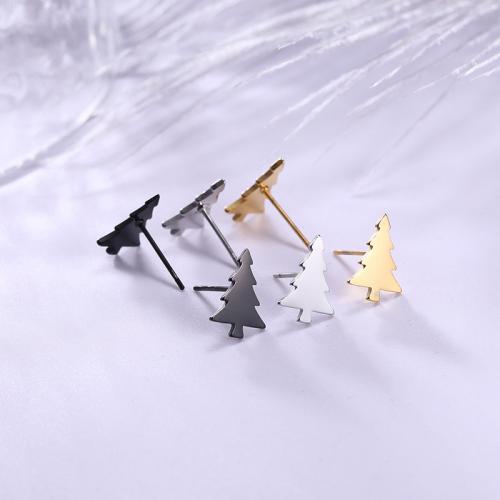 Roestvrij staal Stud Earrings, 304 roestvrij staal, Kerstboom, voor vrouw, meer kleuren voor de keuze, Verkocht door pair