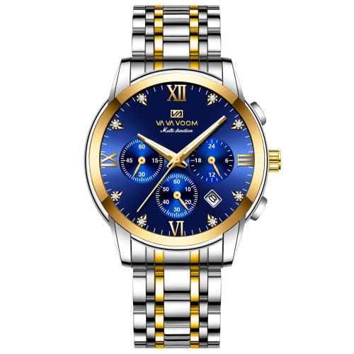 Zinc Alloy Watch Bracelet with Glass & 304 Stainless Steel Round Life water resistant & Chinese movement & for man & luminated & with rhinestone Sold By PC