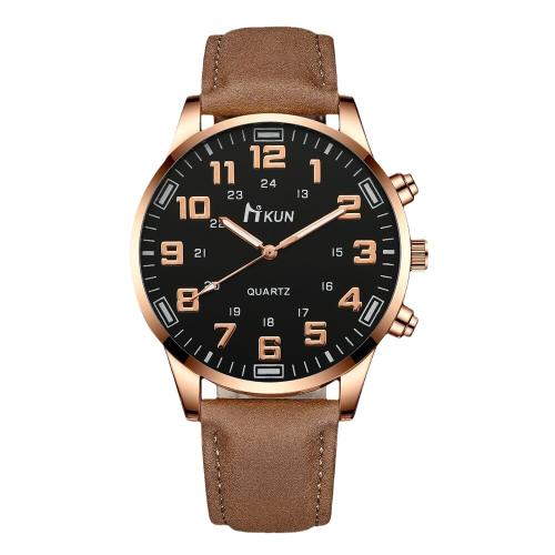 Zinc Alloy Watch Bracelet with PU Leather & Glass & 304 Stainless Steel Round plated Chinese movement & for man Sold By PC