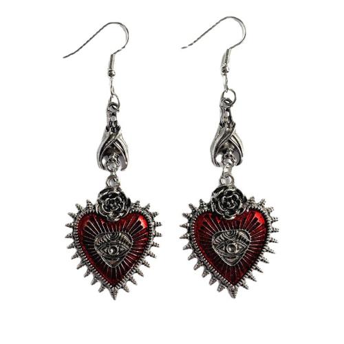 Zinc Alloy Drop Earrings fashion jewelry & for woman & enamel silver color 60mm Sold By Pair