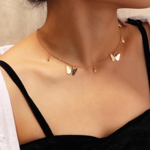 Fashion Choker Necklace Iron fashion jewelry & for woman golden Length Approx 35 cm Sold By PC