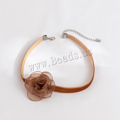 Mode Choker Ketting, Katoenfluweel, met Gaas, Bloem, mode sieraden & verschillende stijlen voor de keuze & voor vrouw, meer kleuren voor de keuze, Verkocht door PC