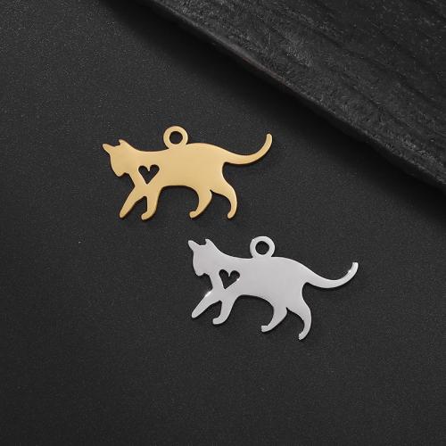 Stainless Steel Animal Pendants 304 Stainless Steel Cat Vacuum Ion Plating DIY Sold By PC