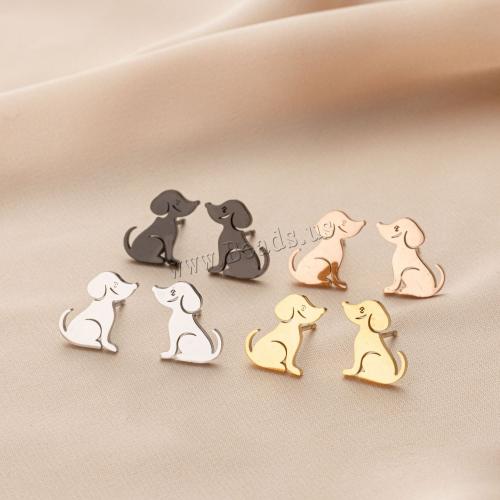 Stainless Steel Stud Earrings 304 Stainless Steel Dog plated for woman Sold By Pair