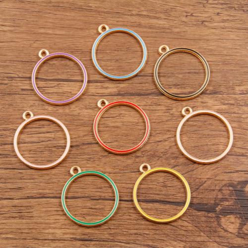 Zinc Alloy Enamel Pendants Round plated DIY nickel lead & cadmium free Sold By Bag