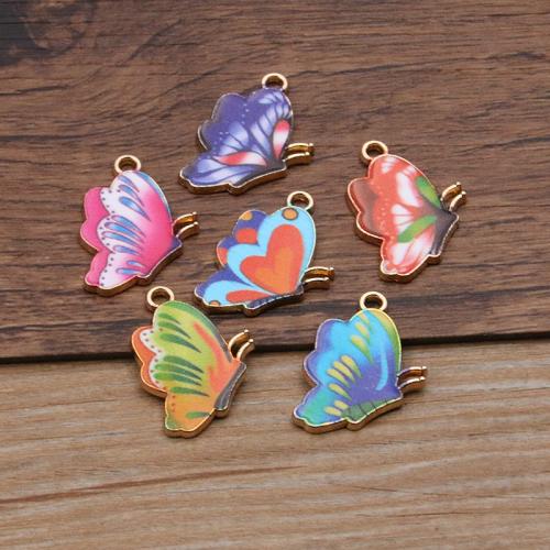 Zinc Alloy Animal Pendler, Butterfly, guldfarve belagt, du kan DIY & forskellige design til valg, flere farver til valg, nikkel, bly & cadmium fri, 100pc'er/Bag, Solgt af Bag