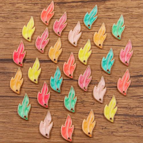 Zinc Alloy Enamel Pendants Leaf gold color plated DIY nickel lead & cadmium free Sold By Bag