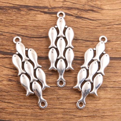 Zinc Alloy Connector Fish antique silver color plated DIY & 1/1 loop nickel lead & cadmium free Sold By Bag