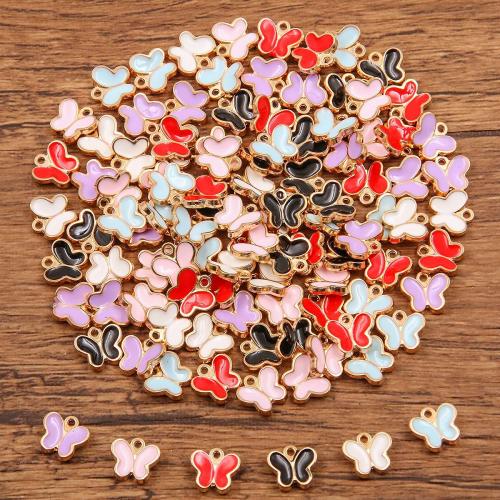 Zinc Alloy Animal Pendants Butterfly gold color plated DIY & enamel nickel lead & cadmium free Sold By Bag