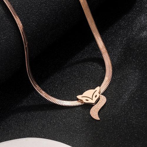 Stainless Steel Jewelry Necklace 304 Stainless Steel with 5CM extender chain rose gold color plated for woman Length 40 cm Sold By PC