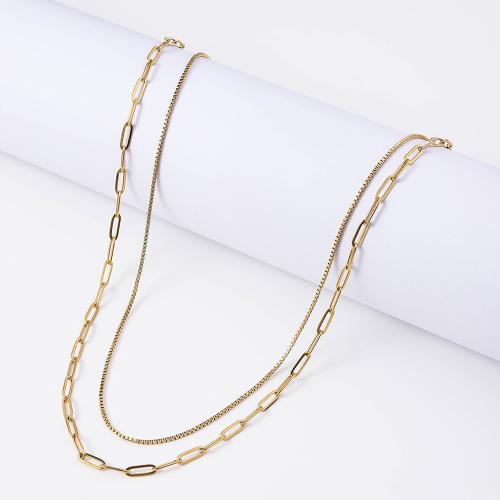 Stainless Steel Chain Necklace 304 Stainless Steel with 5cm extender chain gold color plated fashion jewelry golden Length 40 cm Sold By PC