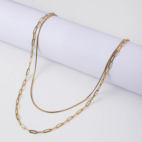 Stainless Steel Chain Necklace 304 Stainless Steel with 5cm extender chain gold color plated fashion jewelry golden Length 40 cm Sold By PC