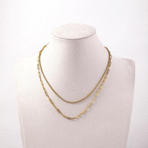 Chaîne collier , Acier inoxydable 304, avec 5cm chaînes de rallonge, Placage de couleur d'or, bijoux de mode, doré, Longueur 40 cm, Vendu par PC