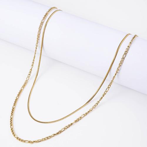 Stainless Steel Chain Necklace 304 Stainless Steel with 5cm extender chain gold color plated fashion jewelry golden Length 40 cm Sold By PC