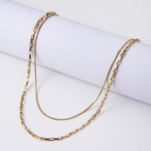 Stainless Steel Chain Necklace 304 Stainless Steel with 5cm extender chain gold color plated fashion jewelry golden Length 45 cm Sold By PC