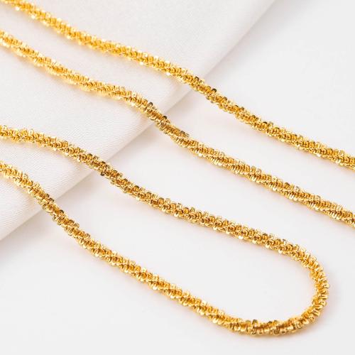 Collier en laiton, Placage de couleur d'or, bijoux de mode, doré, protéger l'environnement, sans nickel, plomb et cadmium, 2mm, Longueur 45 cm, Vendu par PC