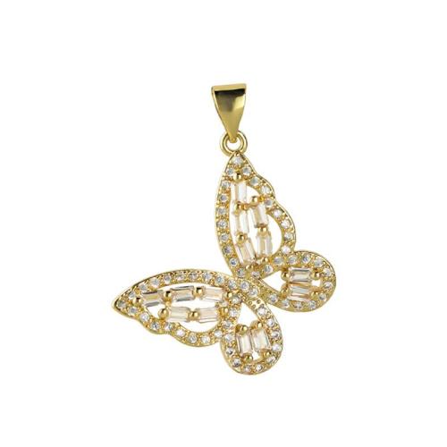 Cubic Zirconia Micro Pave Brass Pendant Butterfly plated DIY & micro pave cubic zirconia Sold By PC