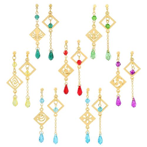 Zinc Alloy Stud Earring with Gemstone plated & for woman Sold By Pair