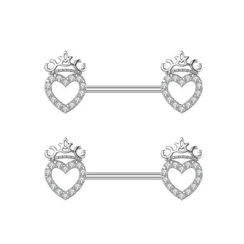 Cruach dhosmálta Nipple Ring, 304 Cruach dhosmálta, micrea réiteach zirconia ciúbach & do bhean, bán, Díolta De réir PC