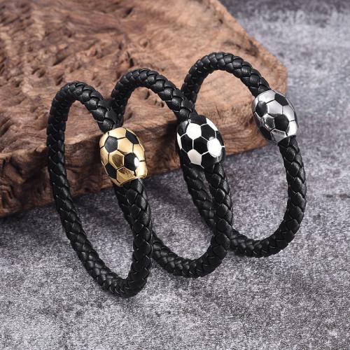 PU Leather Cord Bracelets 316 Stainless Steel with PU Leather Vacuum Ion Plating Unisex Sold By PC